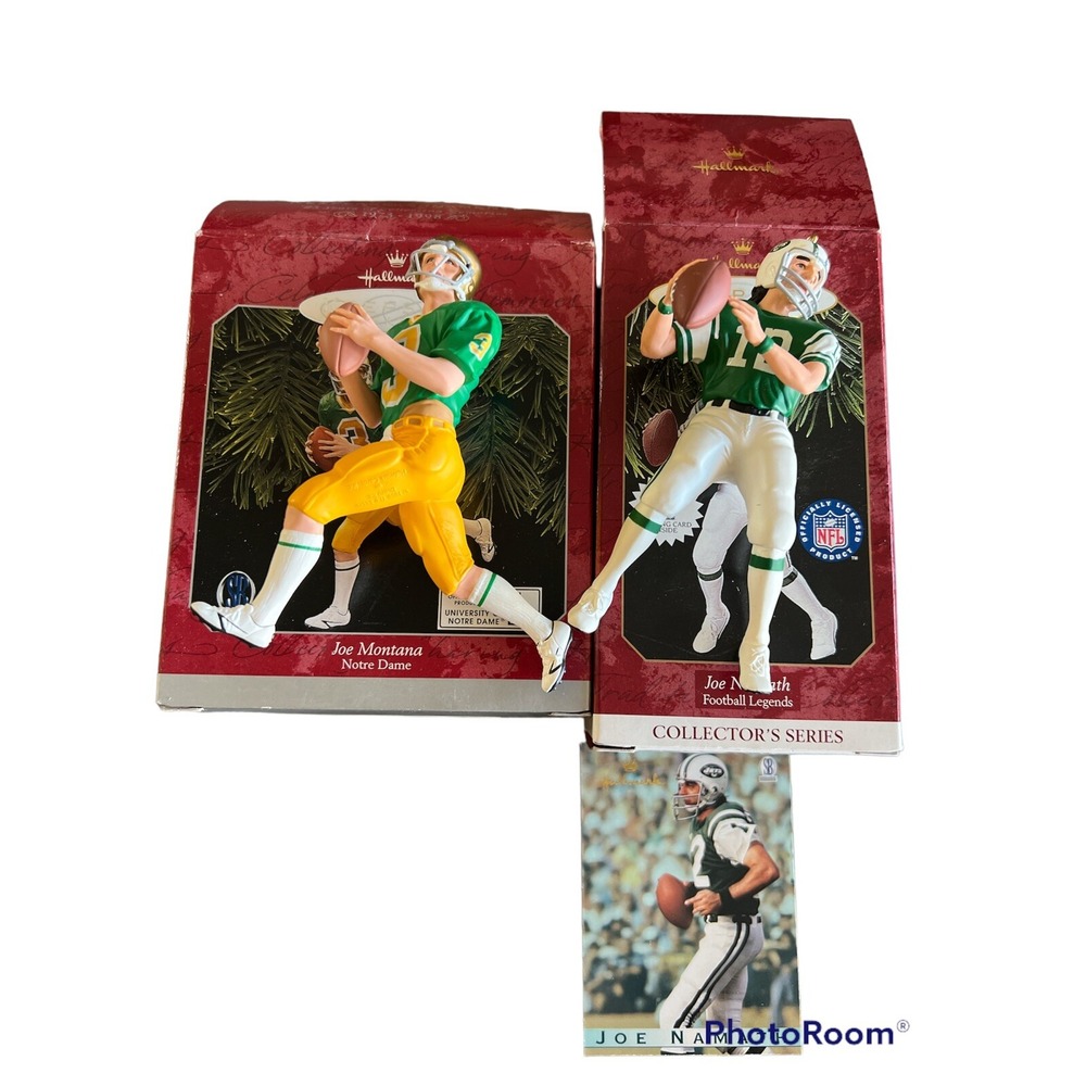 Hallmark Keepsake Ornaments Joe Montana Notre Dame Joe Namath Jets Football Lot